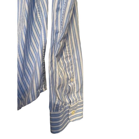 Abercrombie & Fitch Mens Blue & White Stripes Muscles Fit Dress Shirt Size M - Picture 7 of 10